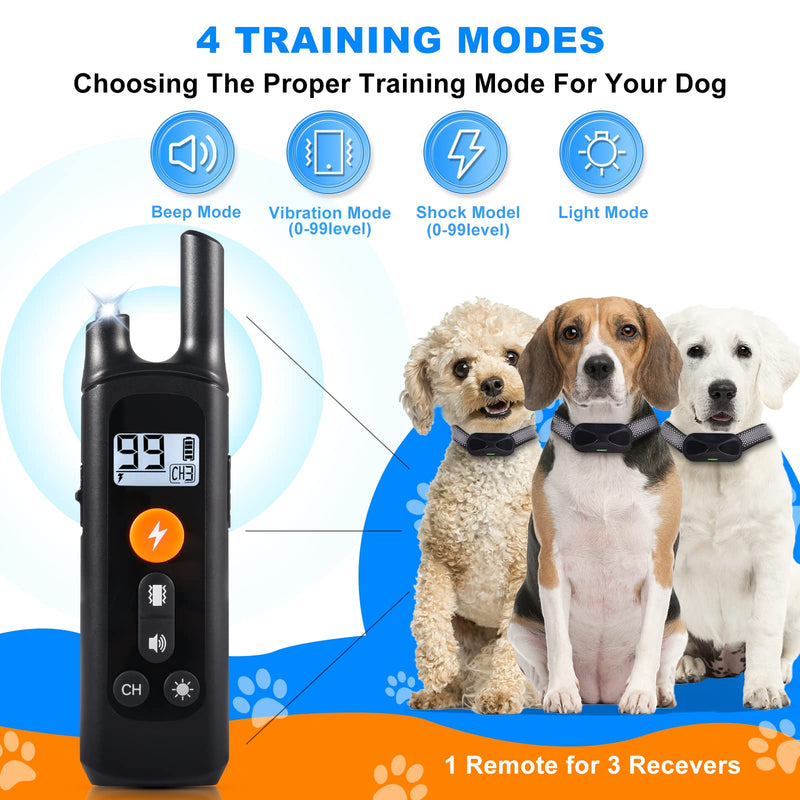 NOLTSE Dog Training Collar with Remote 2600FT, Dog Shock Collar with 99 Levels Shock & Vibration, Beep, Light and Keypad Lock Modes, Rechargeable Waterproof Electric Shock Collar Light Black - BeesActive Australia