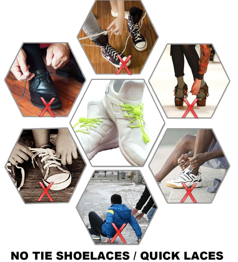 VESONNY Elastic No Tie Shoelaces - Reflective Shoe laces for Kids and Adults Black - BeesActive Australia