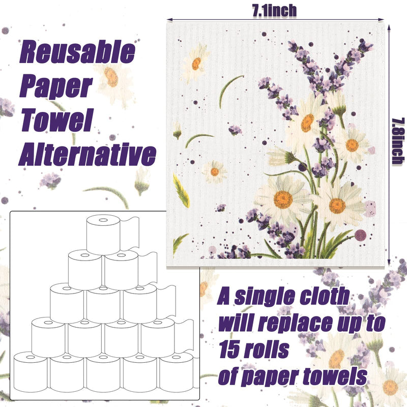 Remagr Swedish Kitchen Dish Towels Wildflowers Kitchen Cloths Reusable Sponge Cleaning Cloths Absorbent Dish Cloth Quick Drying Washable Cleaning Wipes No Odor Hand Towel (12) 12 - BeesActive Australia