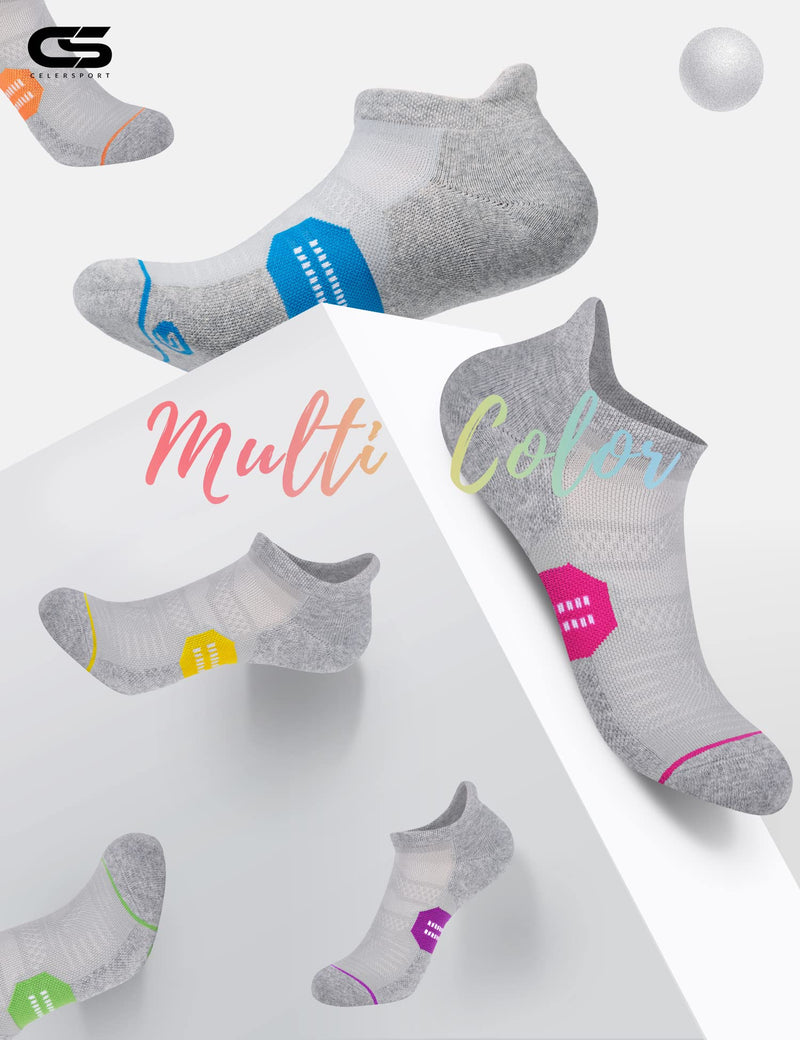 6 Pack Women's Ankle Running Socks Cushioned Low Cut Tab Athletic Socks Grey Mixed Small - BeesActive Australia