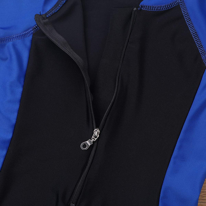 [AUSTRALIA] - Agoky Boys Girls Swimsuits Rash Guard Suits Swimwear Shorty Wetsuit Toddler Kids UPF 50+ UV Sun Protective One-Piece Blue&black 8 / 10 