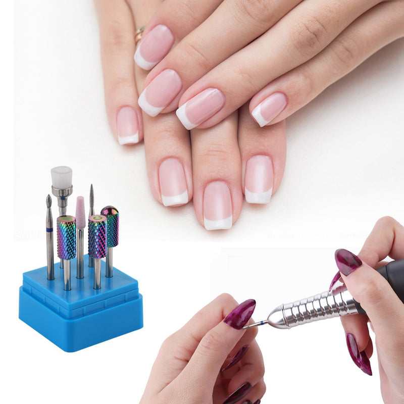 Makartt Nail Drill Bit Set, 7Pcs Tungsten Carbide Diamond Ceramic Acrylic Nail Drill Bits Remove Acrylic Nails Gel Polish Poly Extension Nail Gel 3/32 Drill Bit Manicure Pedicure B-25 - BeesActive Australia