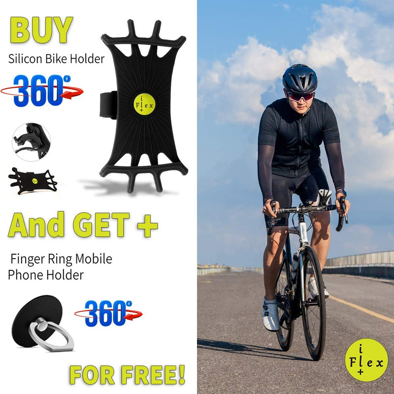 iFlexplus Phone Holder for Bike, Adjustable Universal Silicone Phone Mount for Bicycle/Stroller/Handlebar Accessories, Compatible with iPhone 12 Pro/12 mini/12/11 Pro Max/XR/8, Samsung Galaxy S20/S10 - BeesActive Australia