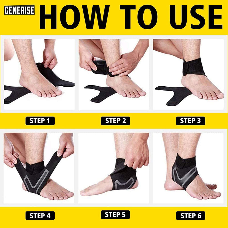 Ankle Supports for Weak Ankles GENERISE Adjustable Ankle Brace Provides Compression & Ankle Support for Sprained Ankle, Tendonitis, Ligament Damage & More - Black (Small (Left Foot)) Small (Left Foot) - BeesActive Australia