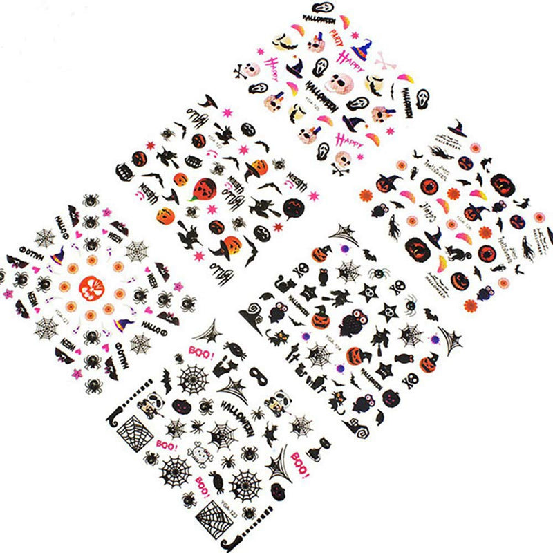 WOKOTO 24Pcs Halloween 3d Nail Adhesive Decals Nail Art Decoration Accessory With 1 Pcs Tweezers Manicure Sticker Kit - BeesActive Australia