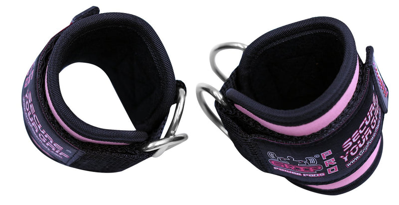 Ankle Straps for Cable Machines Double D-Ring Gym Adjustable Neoprene Premium Cuffs to Enhance Legs Abs & Glutes Kickbacks Workouts Leg Curls Extensions Booty Hip Abductors Exercise for Men & Women Pink Single - BeesActive Australia