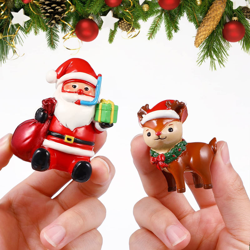 POPETPOP 2Pcs Christmas Aquarium Decorations- Resin Fish Tank Decoration Santa Claus Reindeer Micro Landscape Ornaments for Holiday Fish Tank Supplies Table Decor Santa Claus + Reindeer - BeesActive Australia