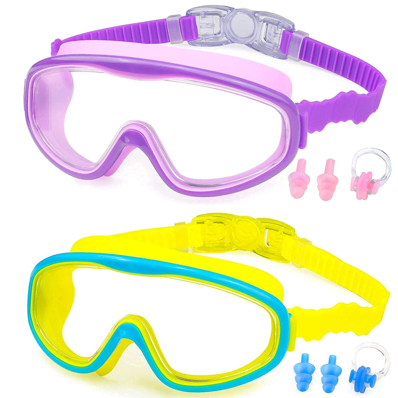 KAILIMENG Swimming Goggles for Kids - 4 Pack Kids Swim Goggles for Toddlers Youth Child Age 4 to 15, No Leaking, Large Frame, Clear & Wide View, Anti-Fog & UV Protection - BeesActive Australia