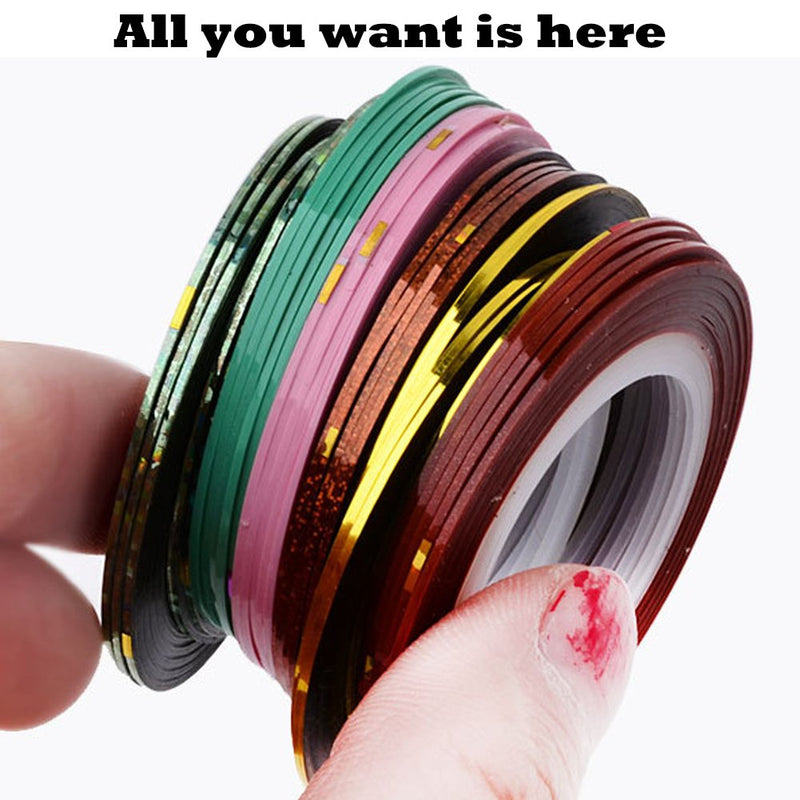 Lookathot 36 Mixed Colors Rolls Striping Tapes Line Nail Art Decal Sticker with 2 Nail Art Tape Roller Dispenser Tip Decoration Manicure Nail DIY Decoration Tools - BeesActive Australia