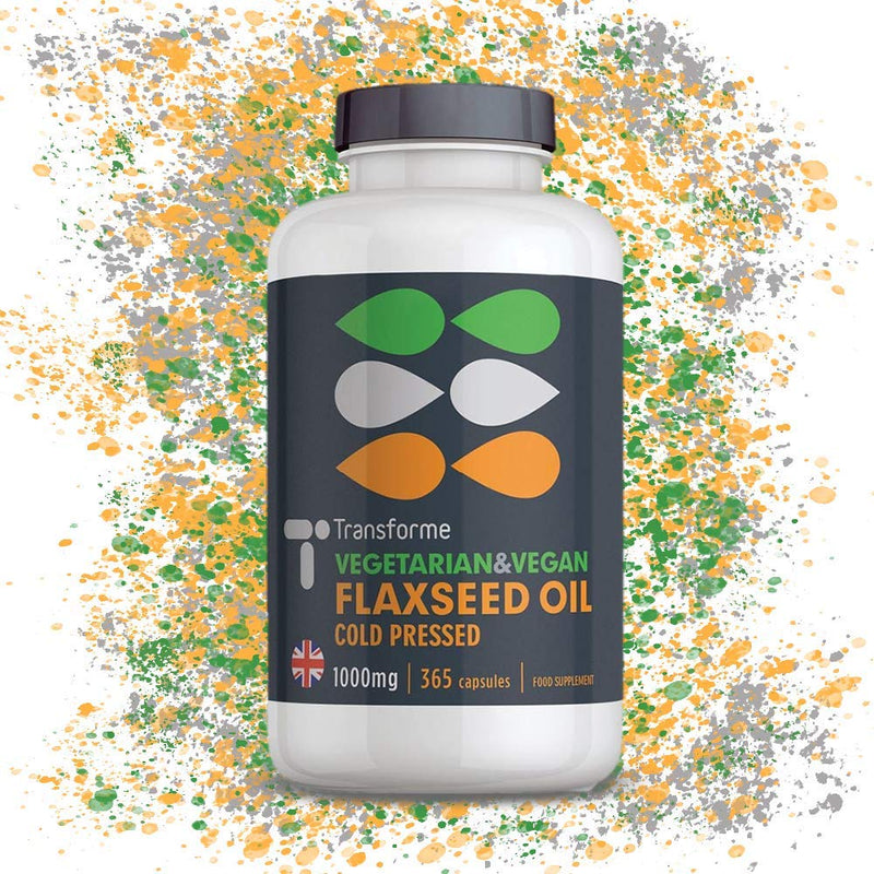 Flaxseed Oil Capsules 1000mg Vegan, Cold Pressed Omega 3 6 9, 360 Soft gels, 2000mg Serving, Vegetarian, Gluten Free, UK Made, by Transforme - BeesActive Australia
