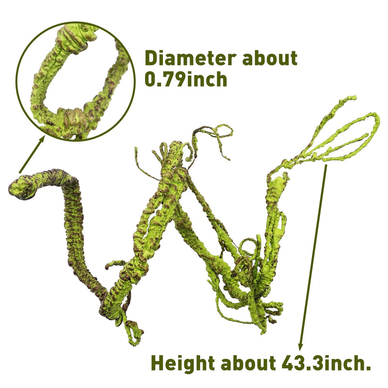 Reptile Plants Bearded Dragon Bendable Jungle Climbing Vines Terrarium Branches Flexible Hanging Tank Accessories Decors Pet Habitat Decoration for Lizard Gecko Frog Snake - BeesActive Australia