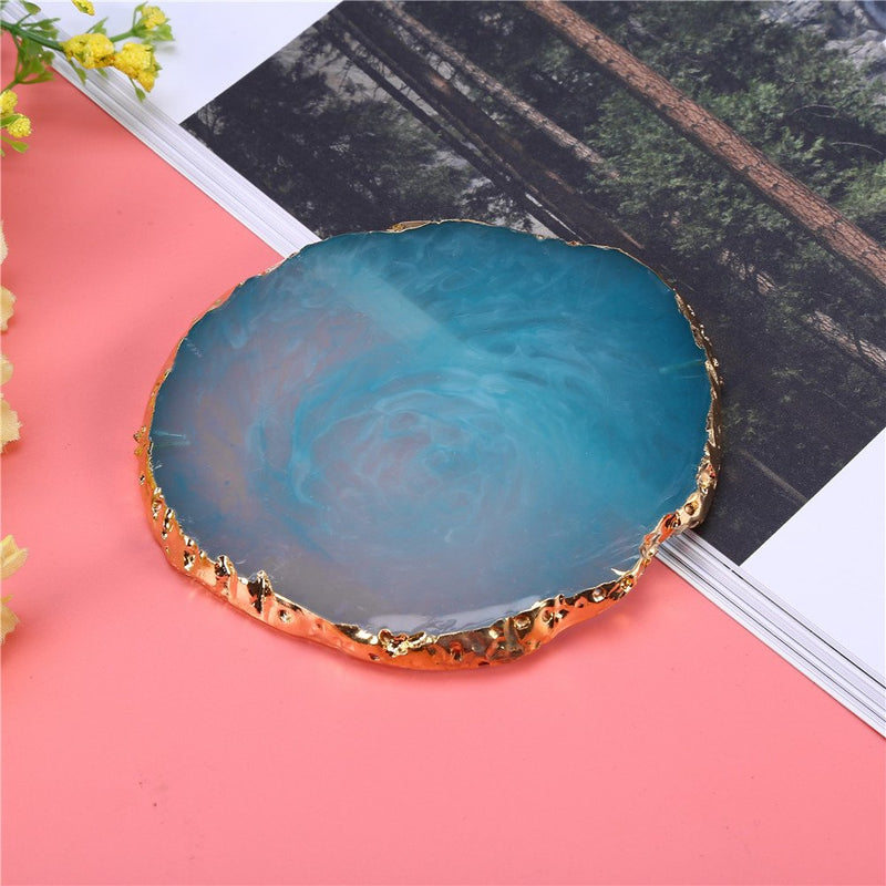 Natural Resin Stone Nail Art Plate, Nail Art Display Holder, Nail Art Tools Polish Drawing Color Palette(Blue) Blue - BeesActive Australia