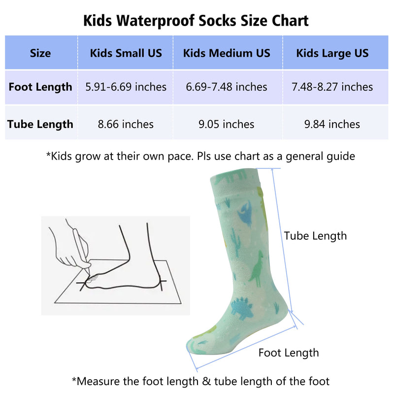 100% Waterproof Socks, RANDY SUN Boys Outdoor Sports Sock For Hiking/Ski/Fishing 1 Pair Light Green-ultra-thin-knee High Waterproof Socks Medium - BeesActive Australia