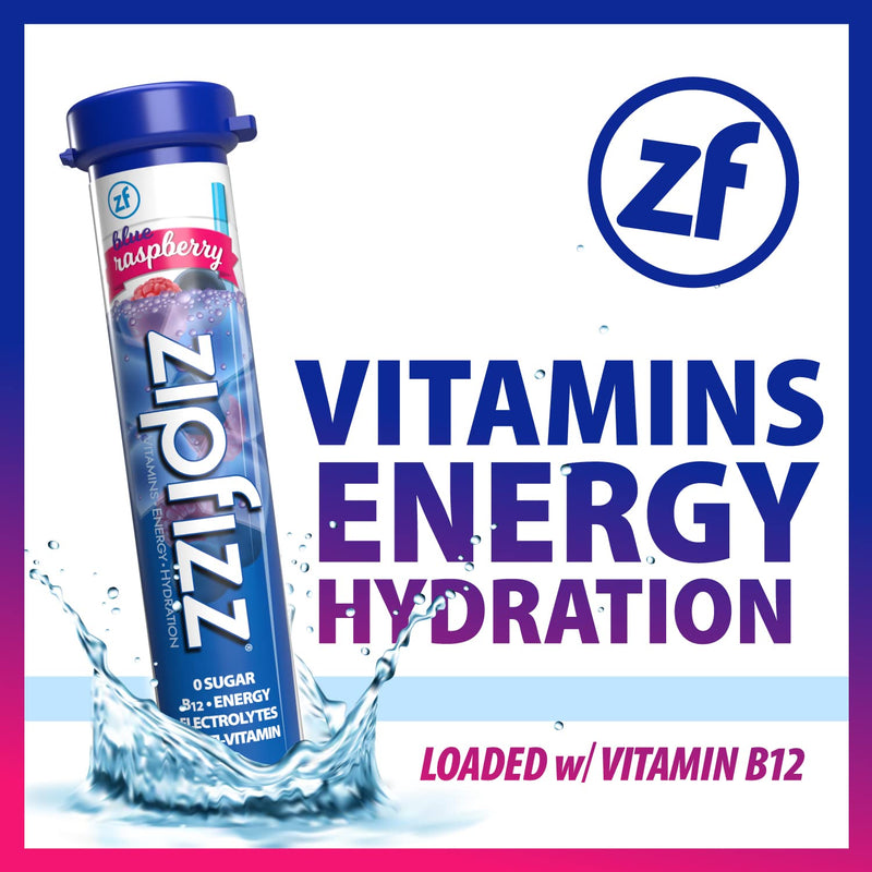 Zipfizz Energy Drink Mix, Electrolyte Hydration Powder with B12 and Multi Vitamin, Blueberry Raspberry (20 Pack) - BeesActive Australia