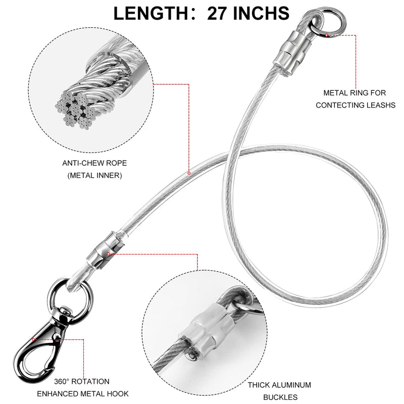 voopet Chew-Proof Dog Leash Extension Works with Any Leash & Collar & Harness - Super Strong and Durable Non-Tangle Connect Leash (Multiple leashes are Used for Multiple Dogs) For one dog Silver - BeesActive Australia