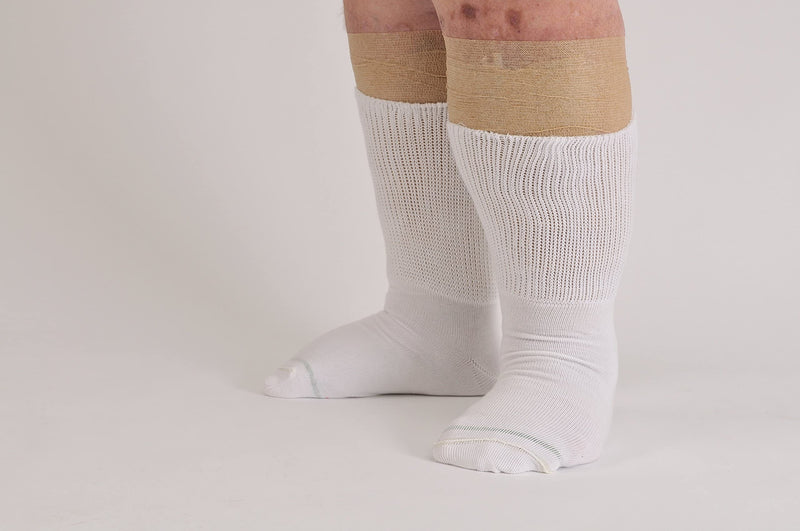 Extra Wide Medical Mid Calf Crew (Pack of 3) Small Tan - BeesActive Australia