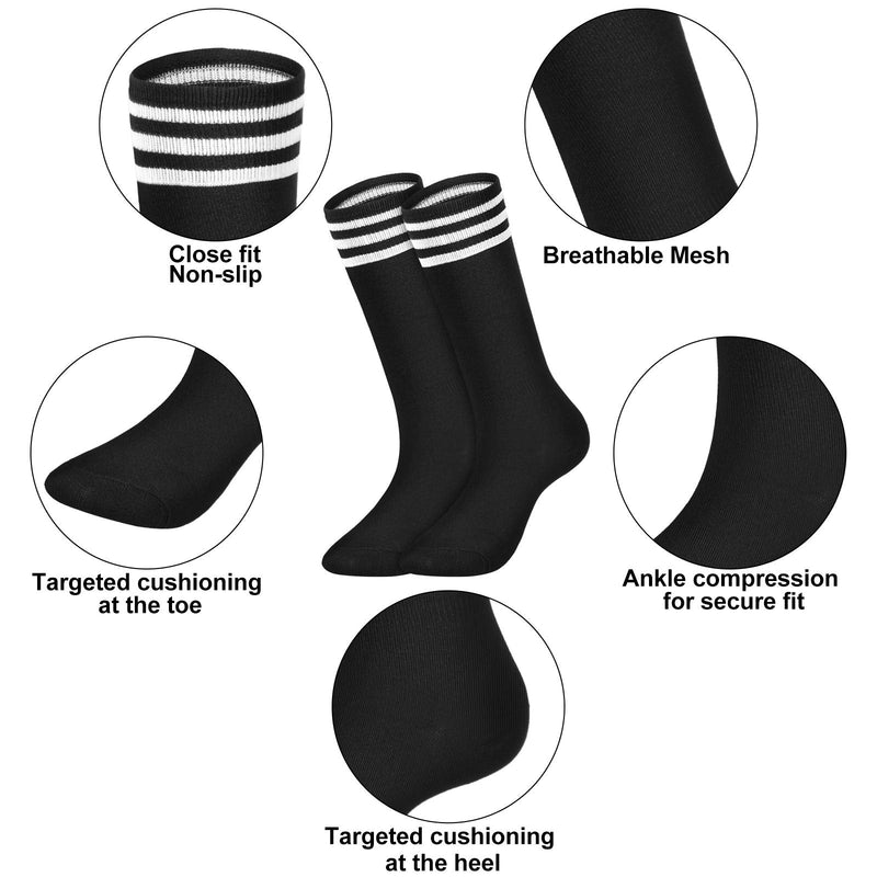 12 Pairs Soccer Socks High Tube Knee Football Socks for Youth Adults Black - BeesActive Australia