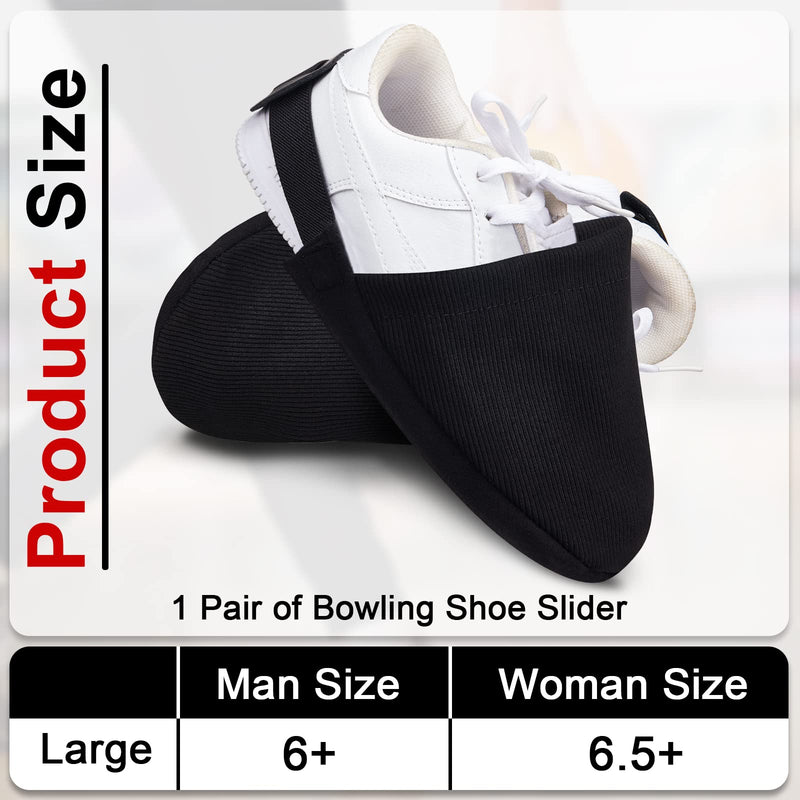 Zhanmai Bowling Shoe Slider 2 Pack Bowling Shoe Cover with Elastic Band Adjustable Bowling Accessories for Men Women Bowler Playing Ball Dancing, L Black - BeesActive Australia