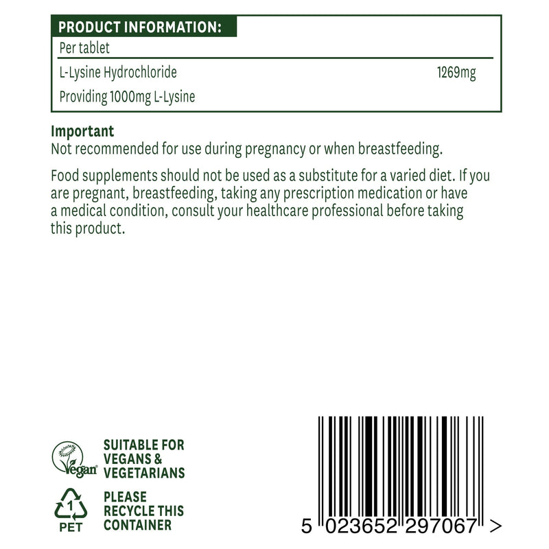Natures Aid L-Lysine 1000mg 60 Tablets (Pack of 3) - BeesActive Australia