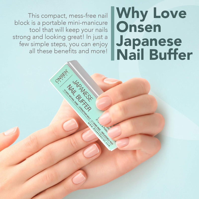 Onsen Professional Nail Buffer, Ultimate Shine Nail Buffing Block With 3 Way Buffing Methods, Smooth & Shine After Onsen Nail Filer, Compact Purse Size Manicure Tools for Optimum Nail Care 1 Count Onsen Nail Buffer - BeesActive Australia