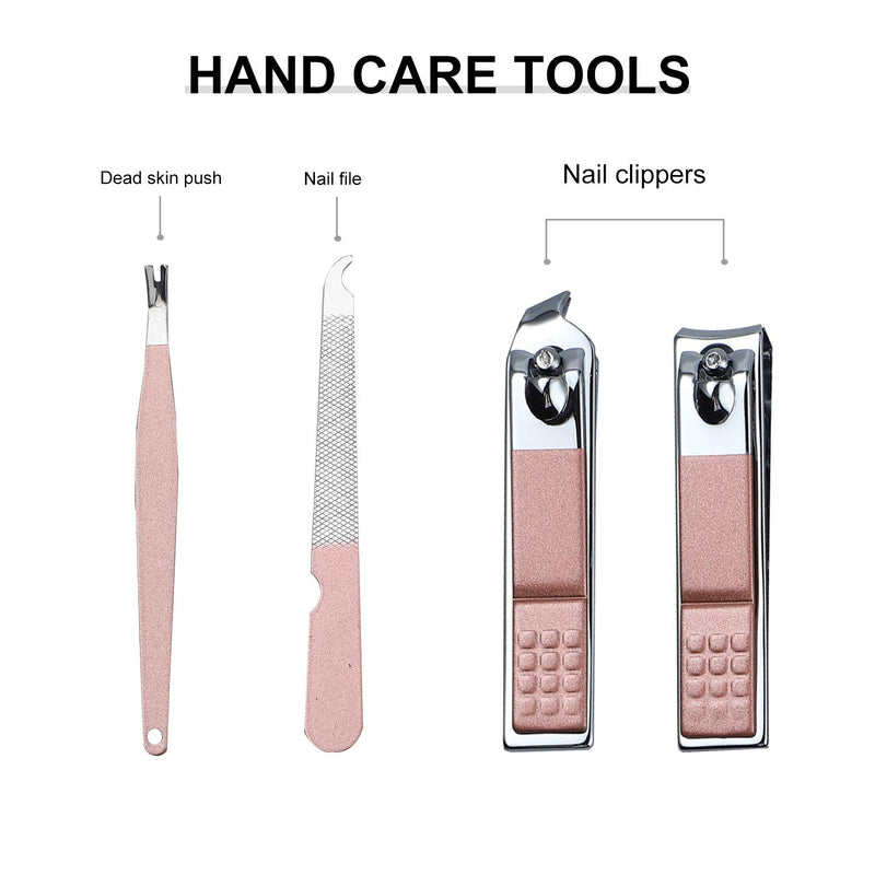 Manicure Set Nail Clippers Pedicure Kit Stainless Steel Toenail Clippers Kit, Men and women Professional Fingernails Grooming Kits, Nail Care Tools with Travel Case (Pink-8pcs) A-FEN8 - BeesActive Australia