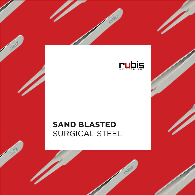Rubis Stainless Steel Eyelash Tweezers with Straight Tips for Attaching False Eyelashes, 1K2A02,Rubis Switzerland Swiss Made World Renowned Precision - BeesActive Australia
