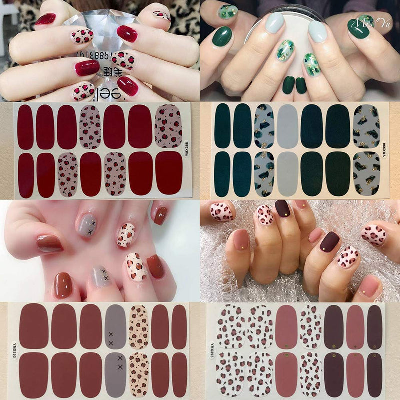 SILPECWEE 20 Sheets Adhesive Nail Polish Strips Wraps Set and 1Pc Nail File Cheetah Print Nail Art Stickers Decals Manicure Kit for Women NO2 - BeesActive Australia