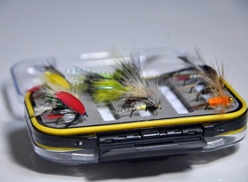 [AUSTRALIA] - Outdoor Planet Assorted Trout Fly Fishing Lure Pack of 10/12/15/28/35/48/66 Pieces Fly Lure + Double Side Waterproof Pocketed Fly Box Pocket fly box + 15Pieces Must-have flies 