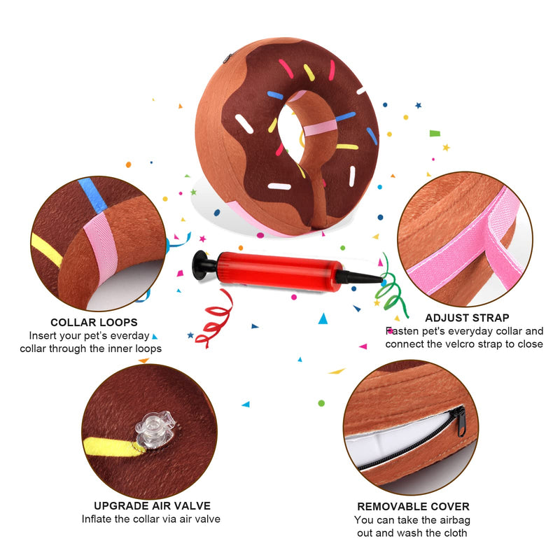 Leo IRis Inflatable Cone Collar for Large Medium Small for Dogs Cats Soft Dog Cone Adjustable E Collar Dog Neck Donut Dog Cone Alternative After Surgery to Prevent from Biting Licking Scratching Brown Donut L - BeesActive Australia