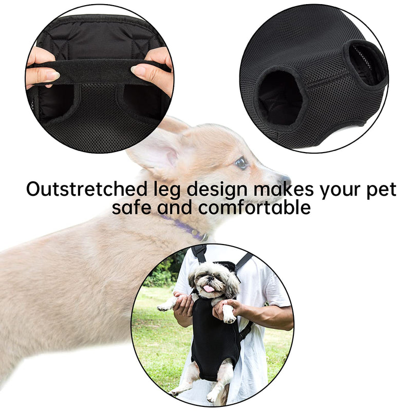 Fanfaree Dog Carrier Backpack Legs Out Adjustable Pet Cat Front Backpack Carrier Travel Bag for Traveling Hiking Camping for Small Medium Dogs Cats Puppies Large Black - BeesActive Australia