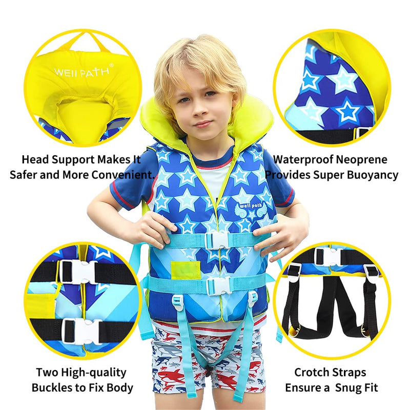 OldPAPA Kids Swim Vest- Swimming Vest for Child with Adjustable Safety Strap, Suitable for 50-90lbs blue X-Small - BeesActive Australia