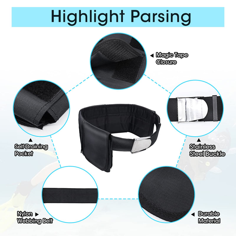 Scuba Weight Belt with 5 Pockets, Quick-Release Buckle Diving Pocket Weight Belt Adjustable Snorkeling Webbing Weight Pouch Belt fit for Waist 32" to 52" - BeesActive Australia
