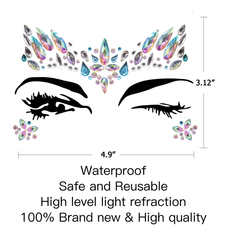 Face Gems, 10 Sets Mermaid Face Jewels Festival Face Gems Rhinestones Rave Eyes Body Bindi Temporary Stickers Crystal Face Stickers Decorations Fit for Festival Party（10 Sets collection） 10 Count (Pack of 1) - BeesActive Australia