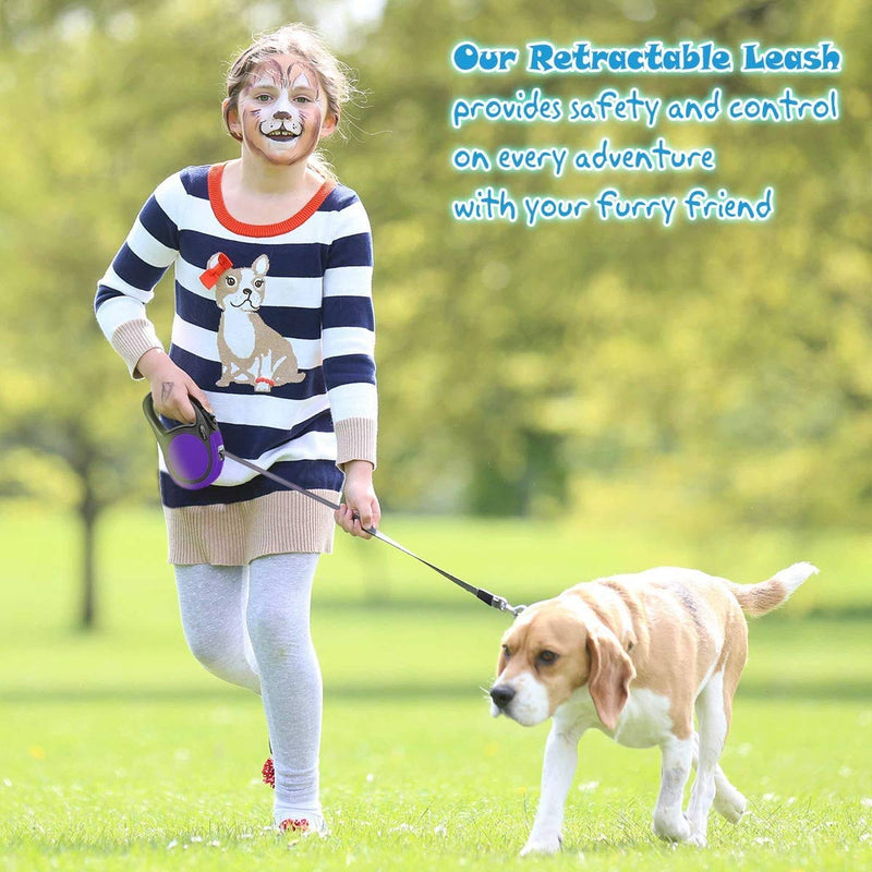 Heavy Duty Retractable Dog Leash-16ft Strong & Durable Walking Leash for S to L Dogs up to 45/115 lbs, Upgraded Lock System, Non Slip Grip, Tangle Free Small/Medium (Pack of 1) Purple - BeesActive Australia