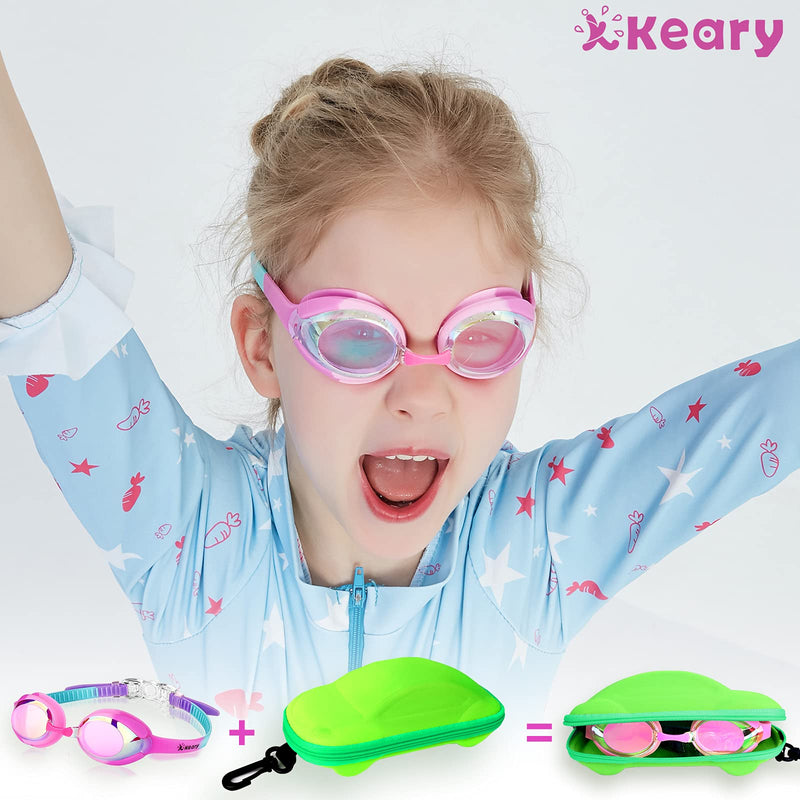 Keary 2 Pack Swim Goggles for Kids Toddler(3-14) with Car Case - BeesActive Australia