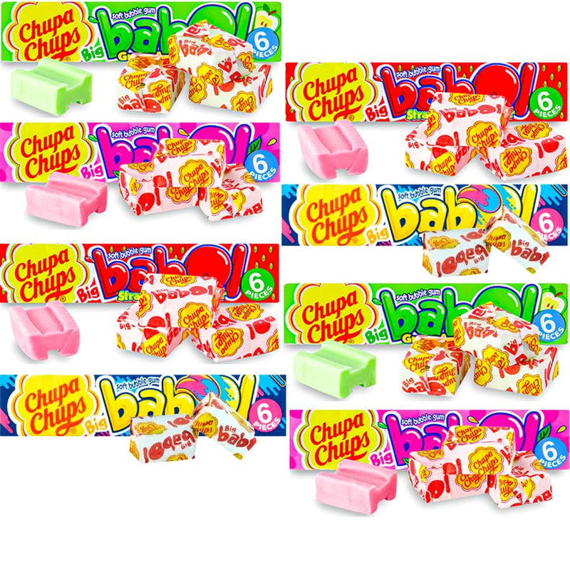 Big Babol Strawberry,Blue Raspberry,Tutti Frutti,Green Apple Flavour Soft Bubble Gum 27.6g - 8 x Mixed Big Babol Bubble Gum Packs - BeesActive Australia