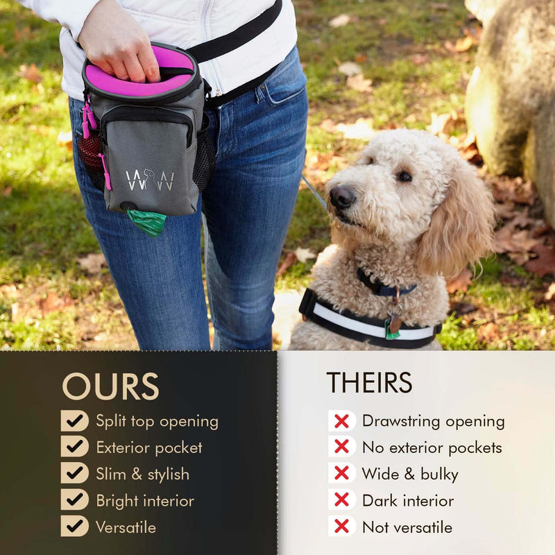 WOLF IN WINTER© Pet, Dog or Horse Treat Pouch Bag with Neoprene Split Top Patent-Pending - Stylish, Quality Dog Training Treat Pouch with XL Shoulder Strap, Belt and Clip, Exterior Storage Pocket - BeesActive Australia