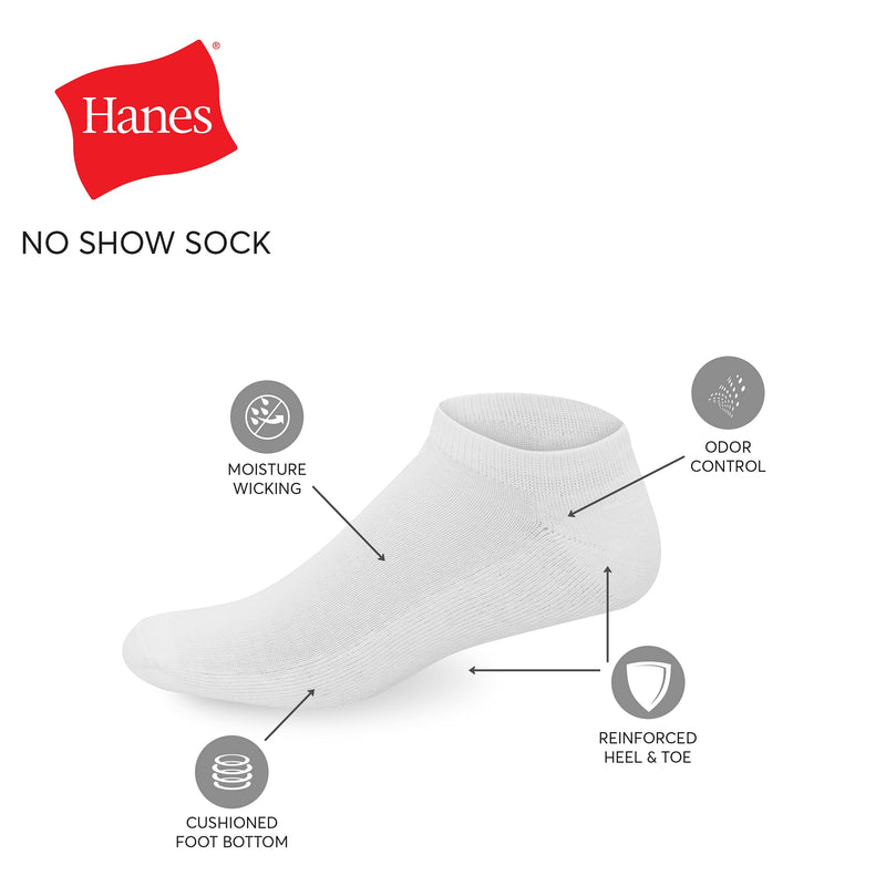 Hanes Men's X-temp Cushioned No Show Socks (Pack of 12 Pairs) 6-12 Black - BeesActive Australia