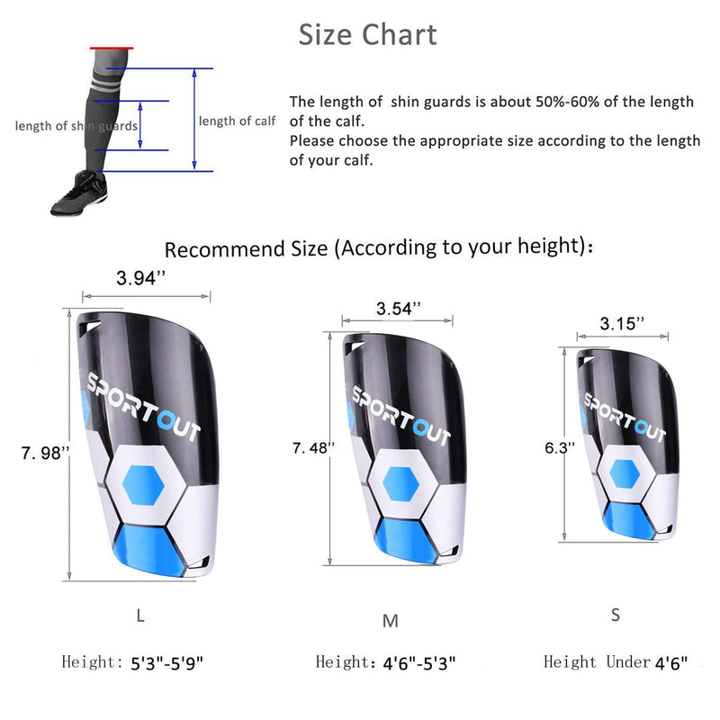 Sportout Adult Youth Kids Soccer Shin Guards,Comprehensive Protection for Your Leg, with Cushioned Ankle Protection to Prevent Injuries Blue X-Large - BeesActive Australia