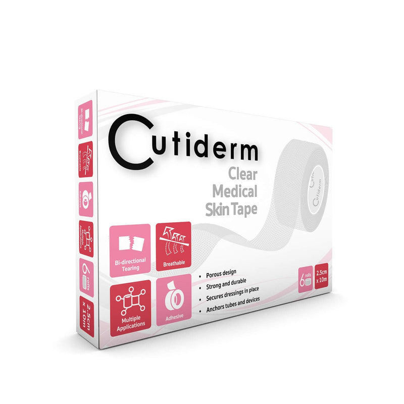 Cutiderm Clear Surgical Tape First Aid Medical Tape for Skin 2.5cm x 10m - Pack of 6 - BeesActive Australia