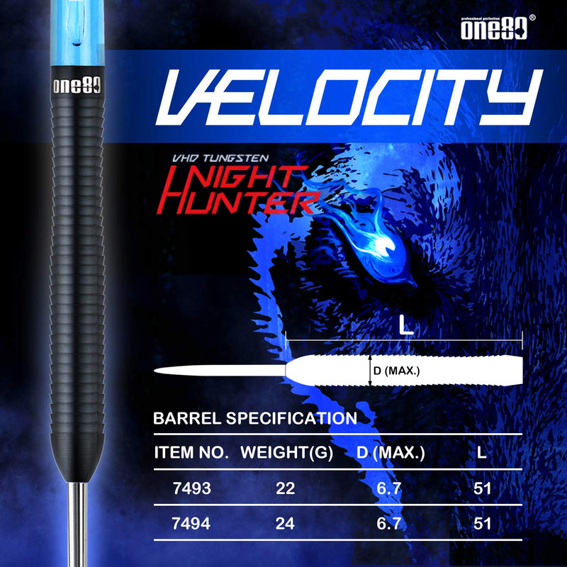 ONE80 90% Tungsten Steel Tip Darts Sets Chameleon, Night Hunter Professional Darts Set Velocity 24g - BeesActive Australia