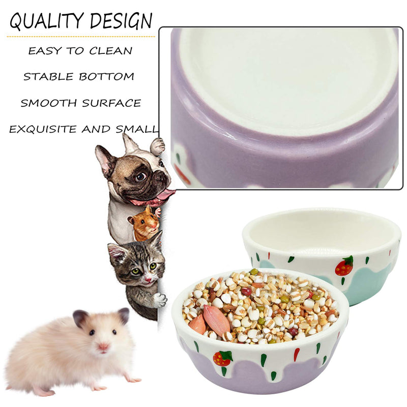 Hamster Food Bowl,Small Animals Ceramic Food Water Bowl Prevent Tipping Moving for Guinea Pig Rabbit Gerbil Chinchilla Hedgehog Rat (2 Pack) (- Color: Purple + Blue) - BeesActive Australia