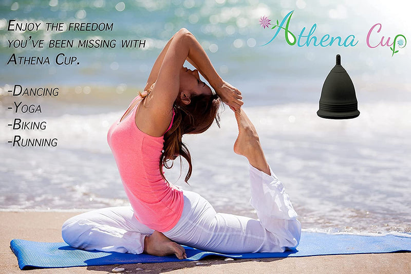 Menstrual Cups Set 2 Pack - (Large and Small) - Premium Reusable Period Cup Set for Regular and Heavy Flow - Insert Easier with The Athena Form Fit Rim - Solid Pink Size 1 and 2 - by Athena Cup Solid Blue - BeesActive Australia
