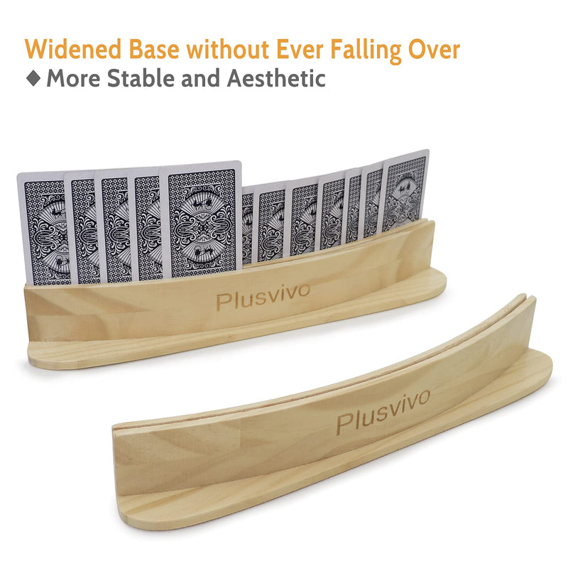 Plusvivo Set of 4 Curved Playing Cards Holders for Seniors Adults - Soild Wood Cards Holders for Playing Cards 13 x 1.9 x 2.4 Inch for Bridge Canasta Strategy Foot and Hand - BeesActive Australia