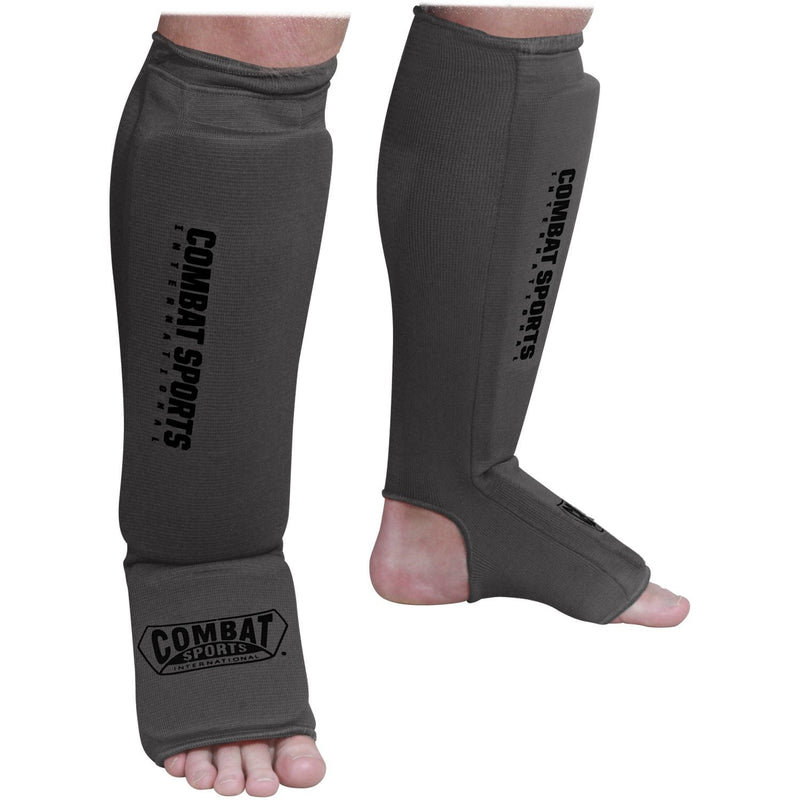 Combat Sports Washable MMA Elastic Cloth Shin & Instep Padded Guards Large Black - BeesActive Australia