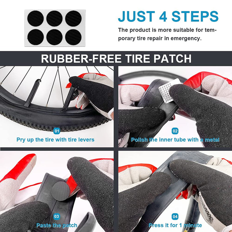 Exppsaf Bike Inner Tire Patch Repair Kit - with 14 PCS Vulcanizing Patches, 6 PCS Pre Glued Patchs, Portable Storage Box, Metal Rasp and Lever - Also for MTB BMX Road Mountain Bicycle Travel - BeesActive Australia