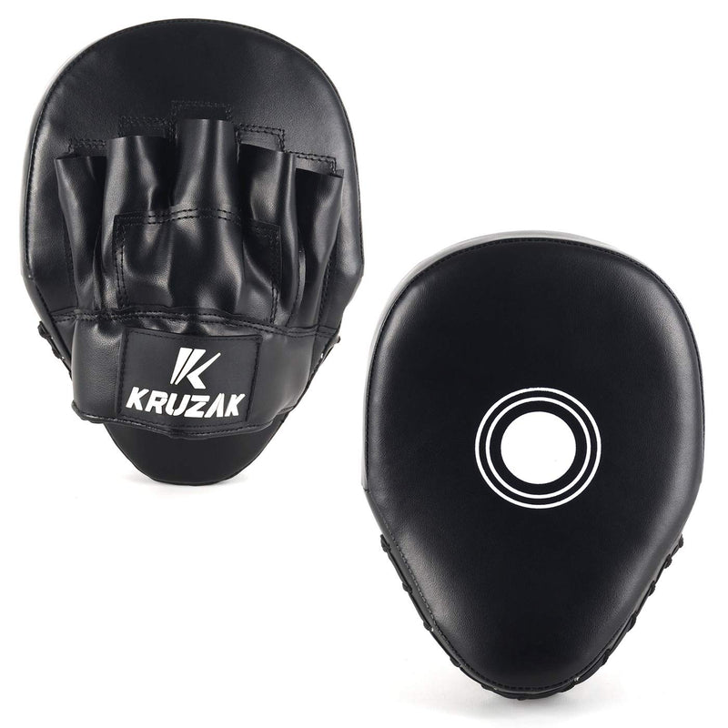 [AUSTRALIA] - Kruzak Plain Punching Mitts for Muay Thai MMA Training, Focus Pads for Boxing Martial Arts and Punching Target Black 