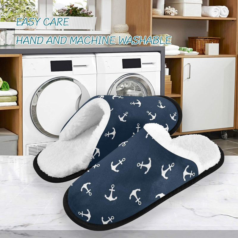 ALAZA Nautical Ocean Sea Anchor Home Slippers Non Slip Cotton Slippers Home Hotel Spa Bedroom Travel L for Men Women (US9-12) - BeesActive Australia