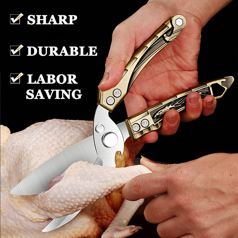 SLEMOON Kitchen Shears Heavy Duty Poultry Shears Meat Cutting Dishwasher Safe and Stainless Food Kitchen Scissors for Chicken Turkey Thanksgiving,Silver2 Z-silver - BeesActive Australia