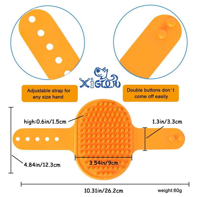 XIGOU Dog Bath Brush, 2 Pcs Dog Brush for Shedding Short Haired Dogs, Dog Grooming Shedding Bath Brush Soothing Massage Rubber Bristles Curry Comb with Adjustable Ring Handle for Dogs & Cats - BeesActive Australia